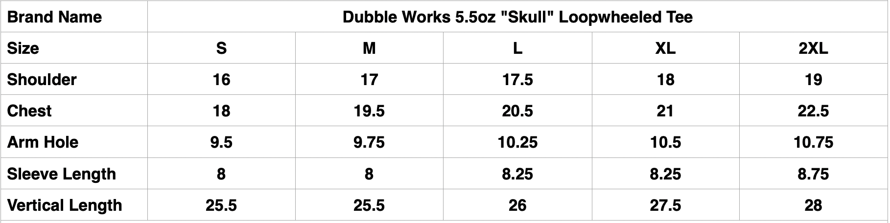 Dubble Works 5.5oz "Skull" Loopwheeled Tee (White)