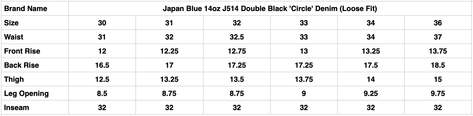 Japan Blue 14oz J514 Double Black 'Circle' Denim (Loose Fit)