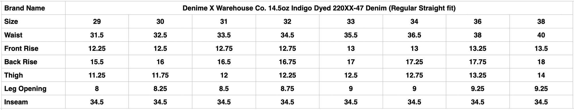 Denime X Warehouse Co. 14.5oz Indigo Dyed 220XX-47 Denim (Regular Straight fit)