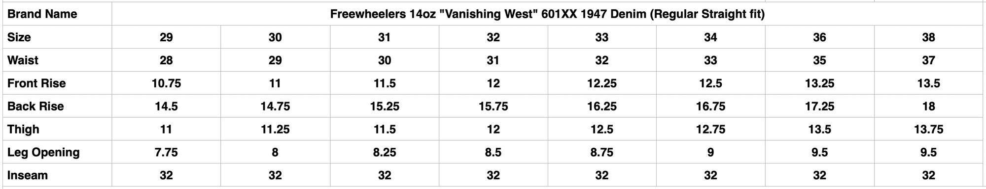 Freewheelers 14oz "Vanishing West" 601XX 1947 Denim (Regular Straight fit)