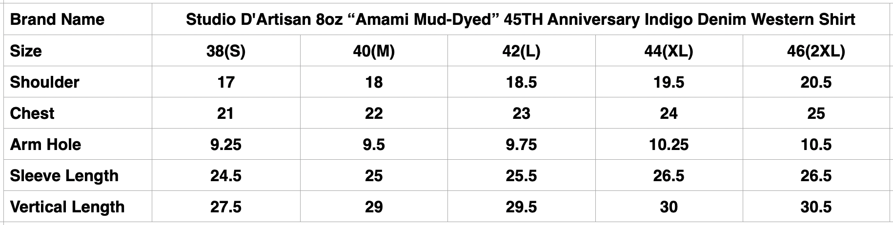 Studio D'Artisan 8oz “Amami Mud-Dyed” 45TH Anniversary Limited Indigo Denim Western Shirt
