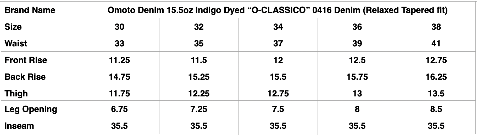 Omoto Denim 15.5oz Indigo Dyed "O-CLASSICO" 0416 Denim (Relaxed Tapered fit)