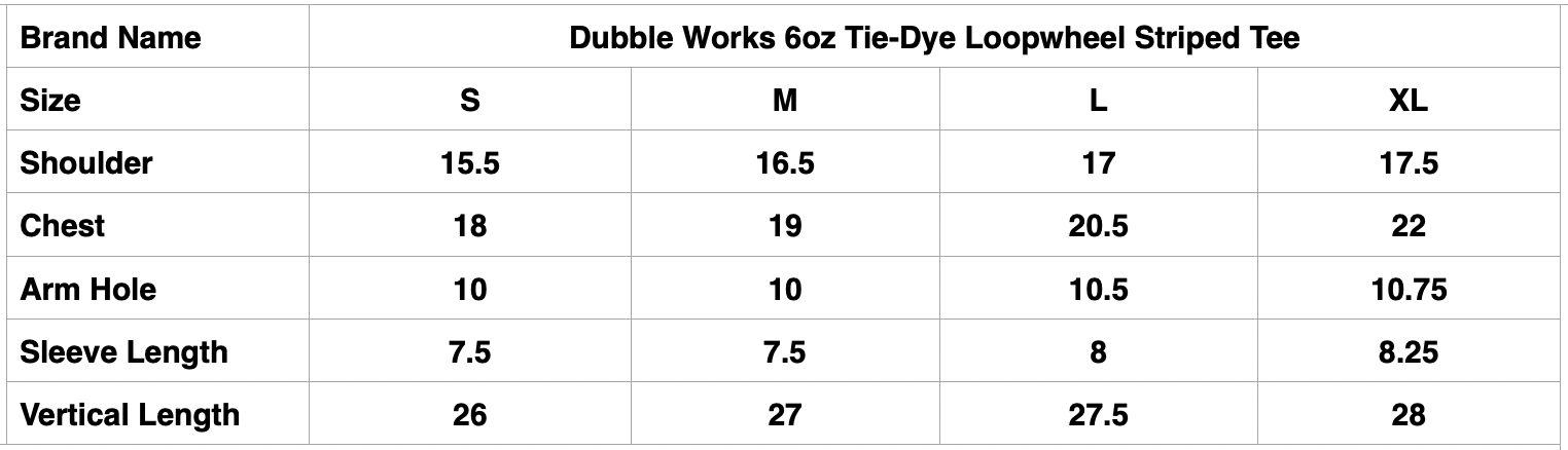 Dubble Works 6oz Tie-Dye Loopwheel Striped Tee (Brown X Blue)