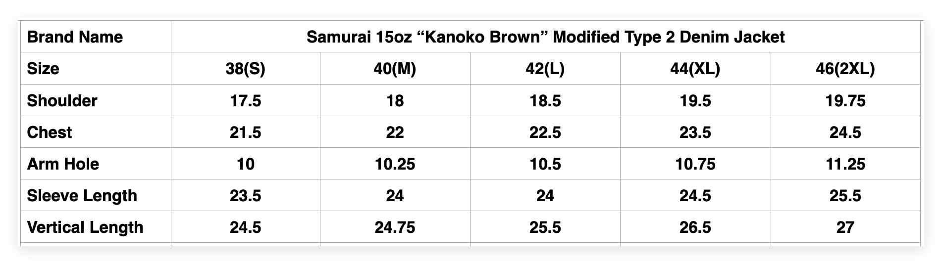 Samurai 15oz “Kanoko Brown” Modified Type 2 Denim Jacket