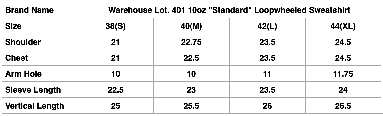 Warehouse Lot. 401 10oz "Standard" Loopwheeled Sweatshirt (Heather Grey)