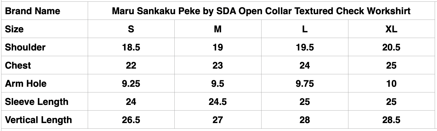 Maru Sankaku Peke by SDA Open Collar Textured Check Workshirt (Sand Beige)