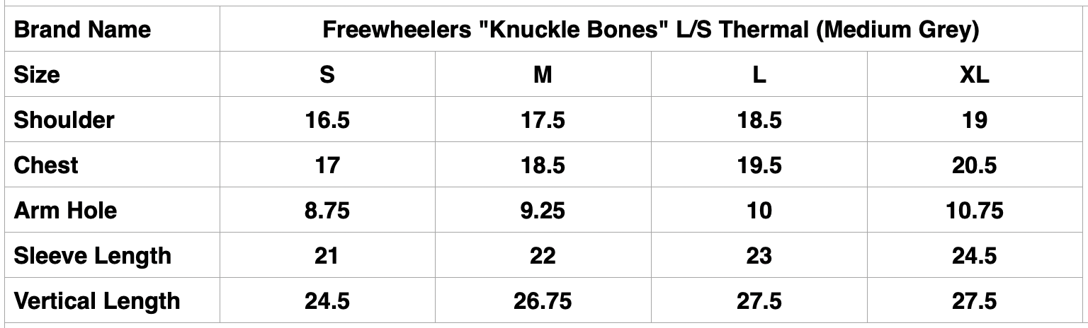 Freewheelers "Knuckle Bones" L/S Thermal (Medium Grey)
