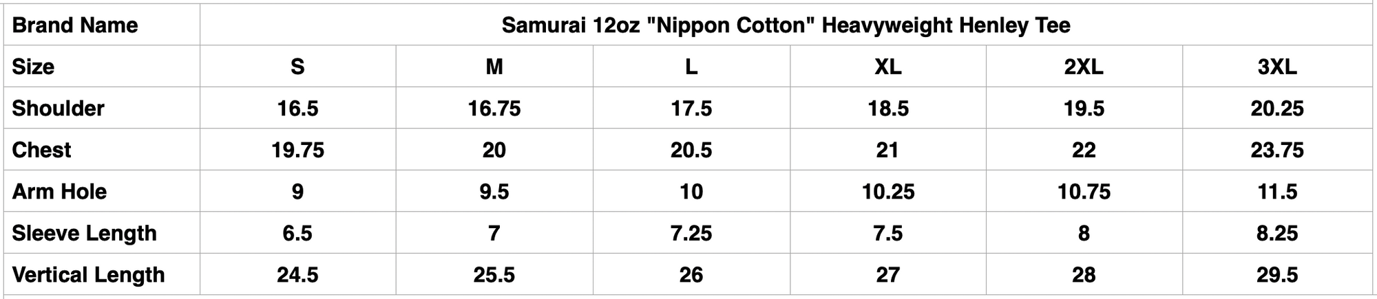 Samurai 12oz "Nippon Cotton" Heavyweight Henley Tee (Dark Kuri)