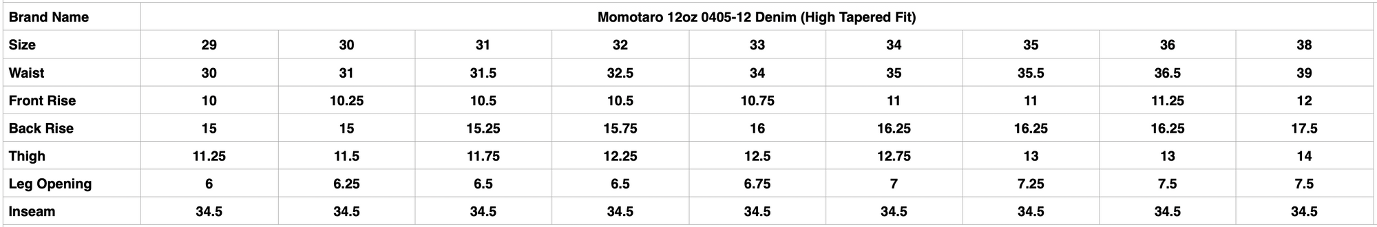 Momotaro 12oz 0405-12 Denim (High Tapered Fit)