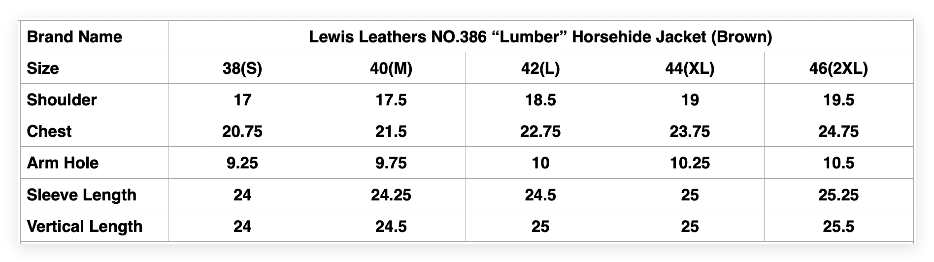 Lewis Leathers NO.386 “Lumber” Horsehide Jacket (Brown)