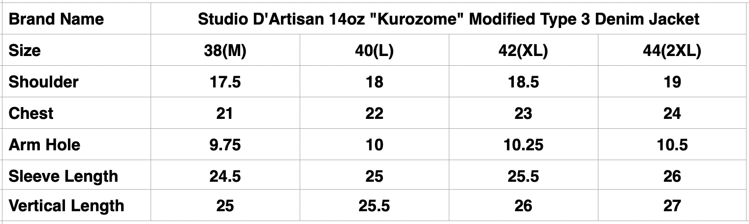 Studio D'Artisan 14oz "Kurozome" Modified Type 3 Denim Jacket