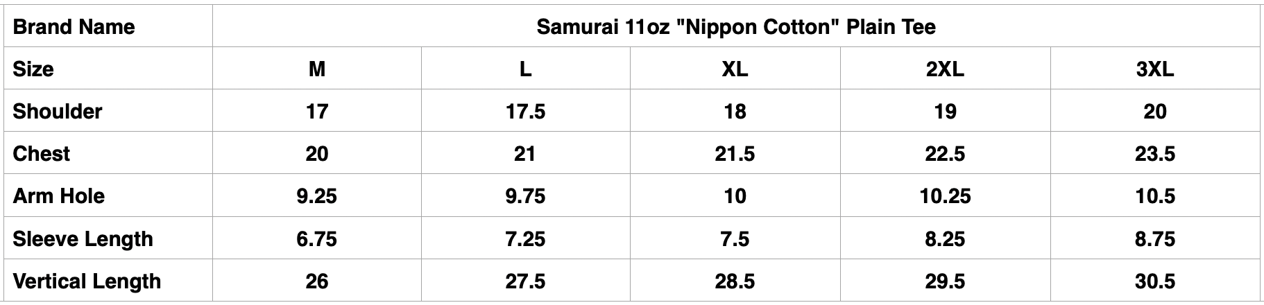 Samurai 11oz "Nippon Cotton" Plain Tee (Dark Kuri)