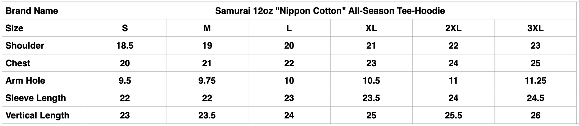 Samurai 12oz "Nippon Cotton" All-Season Tee-Hoodie (Off White)