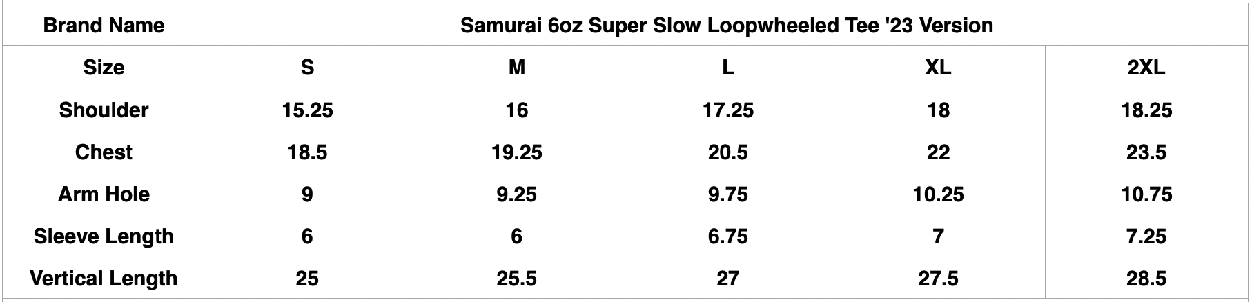 Samurai 6oz Super Slow Loopwheeled Tee '23 Version (White)
