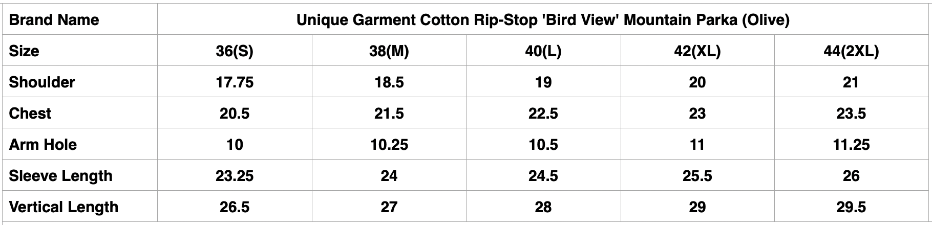 Unique Garment Cotton Rip-Stop 'Bird View' Mountain Parka (Olive)