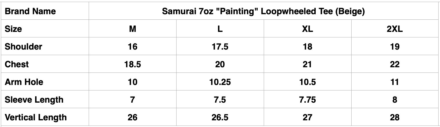 Samurai 7oz "Painting" Loopwheeled Tee (Beige)
