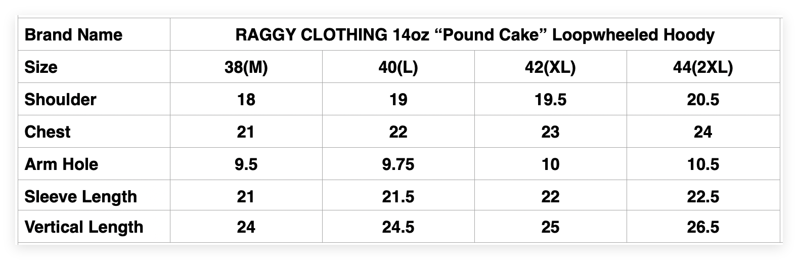 RAGGY CLOTHING 14oz “Pound Cake” Loopwheeled Hoody (Natural)
