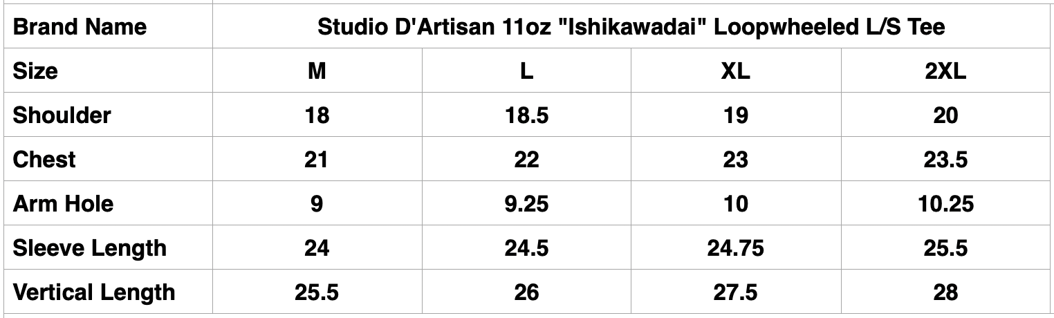 Studio D'Artisan 11oz "Ishikawadai" Loopwheeled L/S Tee (Navy)