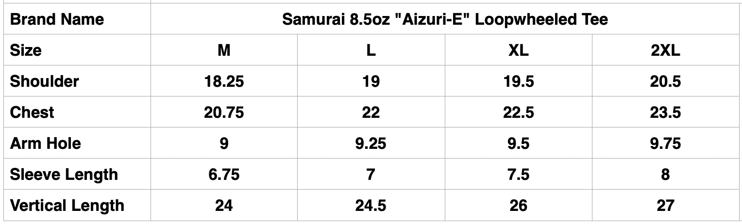 Samurai 8.5oz "Aizuri-E" Loopwheeled Tee (Black)