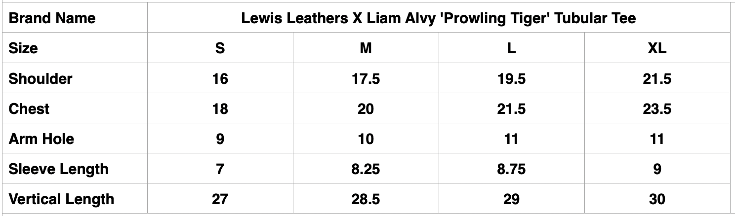Lewis Leathers X Liam Alvy 'Prowling Tiger' Tubular Tee (Black)