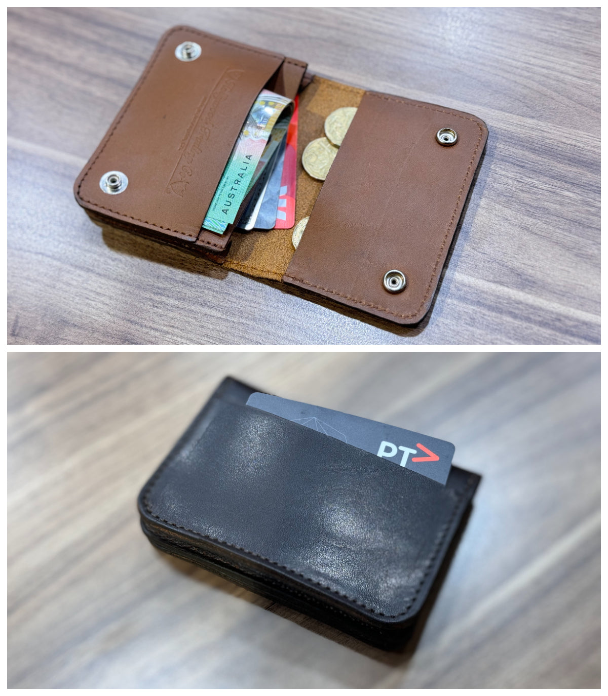 Hollywood Trading Company "Silent Watcher" Mini Wallet with Purple Crystal (Light Brown Tea-core)