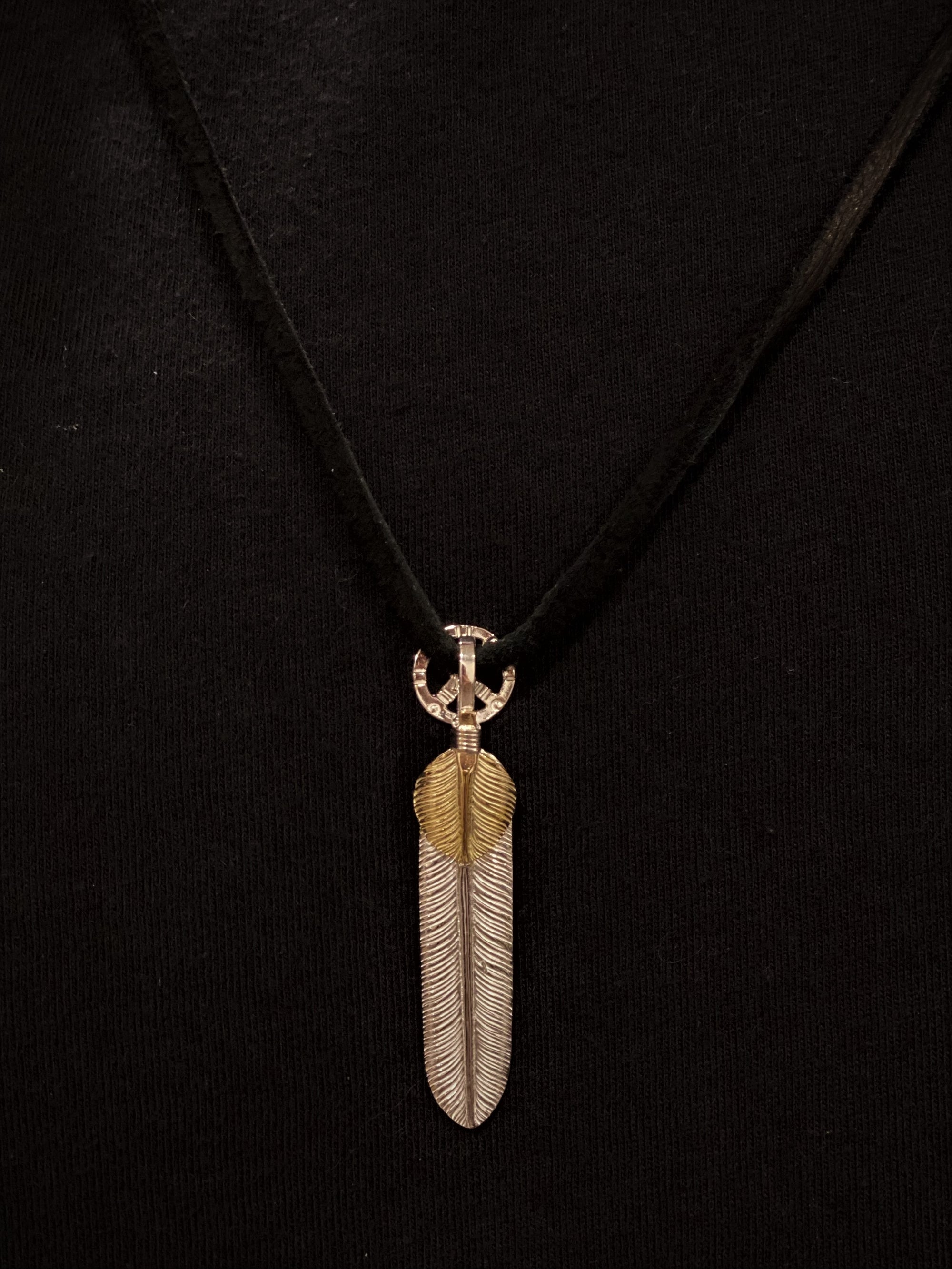 First Arrow's 25th Anniversary "Blessing" Feather Pendant With 18K Gold Heart Feather (ANN-25-01)