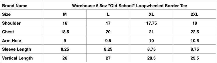 Warehouse 5.5oz "Old School" Loopwheeled Border Tee (Navy X Sax Gray)