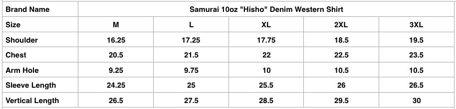 Samurai 10oz "Hisho" Denim Western Shirt
