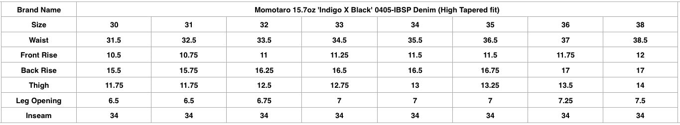 Momotaro 15.7oz 'Indigo X Black' 0405-IBSP Denim (High Tapered fit)