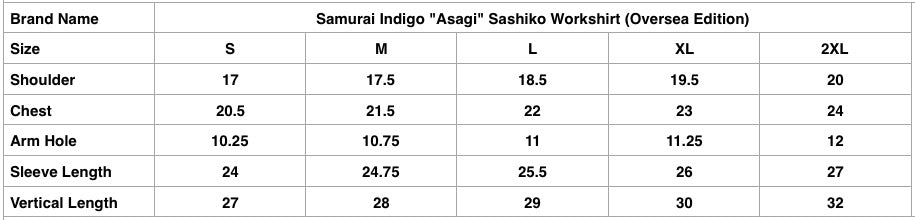 Samurai Indigo "Asagi" Sashiko Workshirt (Oversea Edition)