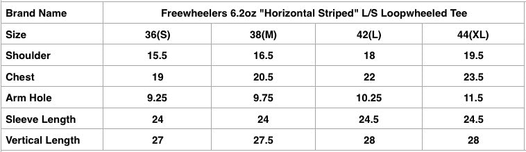 Freewheelers 6.2oz "Horizontal Striped" L/S Loopwheeled Tee (Black X Dry Cream)