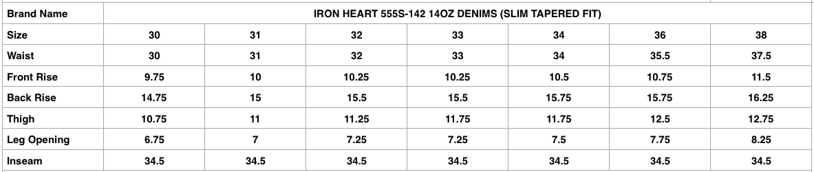 Iron Heart 555S-142 14oz Denim (Slim Tapered Fit)