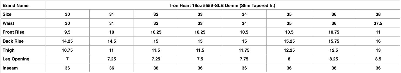 Iron Heart 16oz 555S-SLB Denim (Slim Tapered Fit)