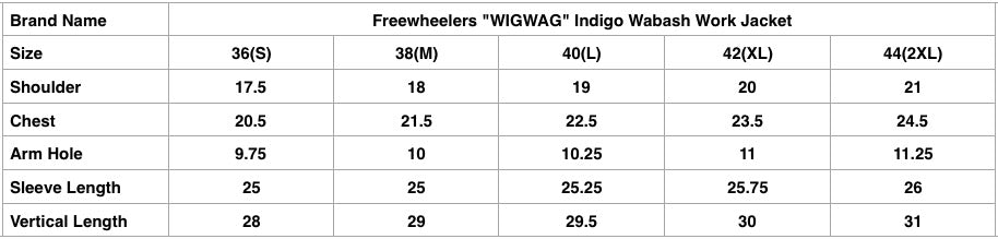 Freewheelers "WIGWAG" Indigo Wabash Work Jacket