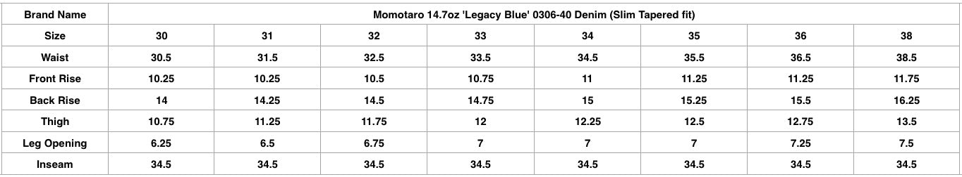 Momotaro 14.7oz 'Legacy Blue' 0306-40 Denim (Slim Tapered fit)