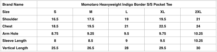 Momotaro Heavyweight Indigo Border S/S Pocket Tee