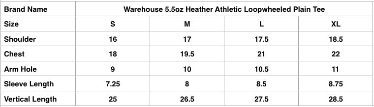 Warehouse 5.5oz Heather Athletic Loopwheeled Plain Tee (Gray)