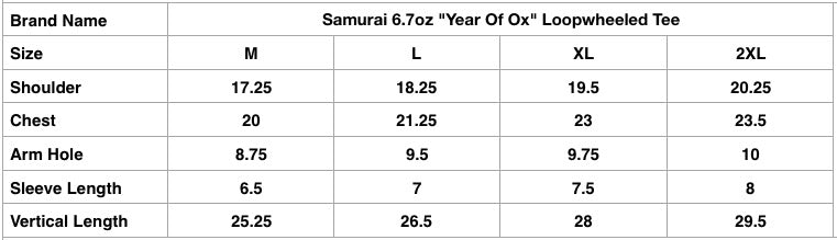 Samurai 6.7oz "Year Of Ox" Loopwheeled Tee (White)