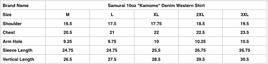 Samurai 10oz "Kamome" Denim Western Shirt