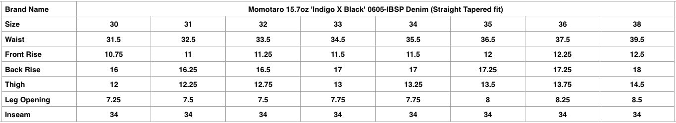 Momotaro 15.7oz 'Indigo X Black' 0605-IBSP Denim (Natural Tapered fit)