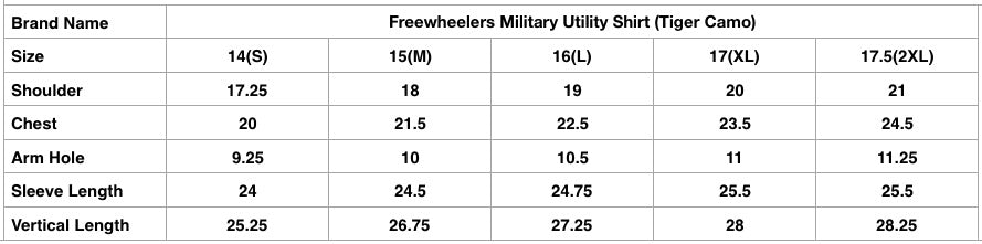 Freewheelers Military Utility Shirt (Tiger Camo)