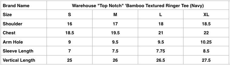 Warehouse "Top Notch" 'Bamboo Textured Ringer Tee (Navy)