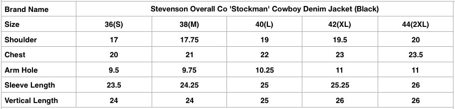 Stevenson Overall Co. 'Stockman' Cowboy Denim Jacket (Black)