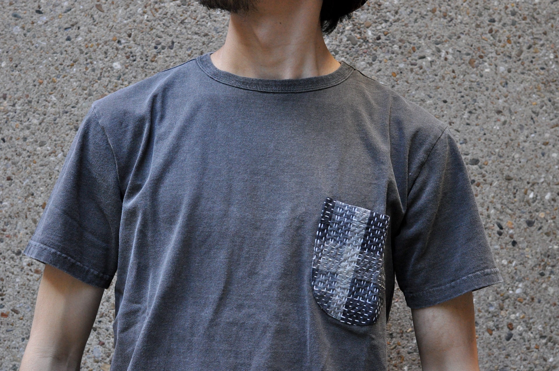 Studio D'Artisan "Noragi Sashiko" Loopwheeled Pocket Tee (Sumi Black)