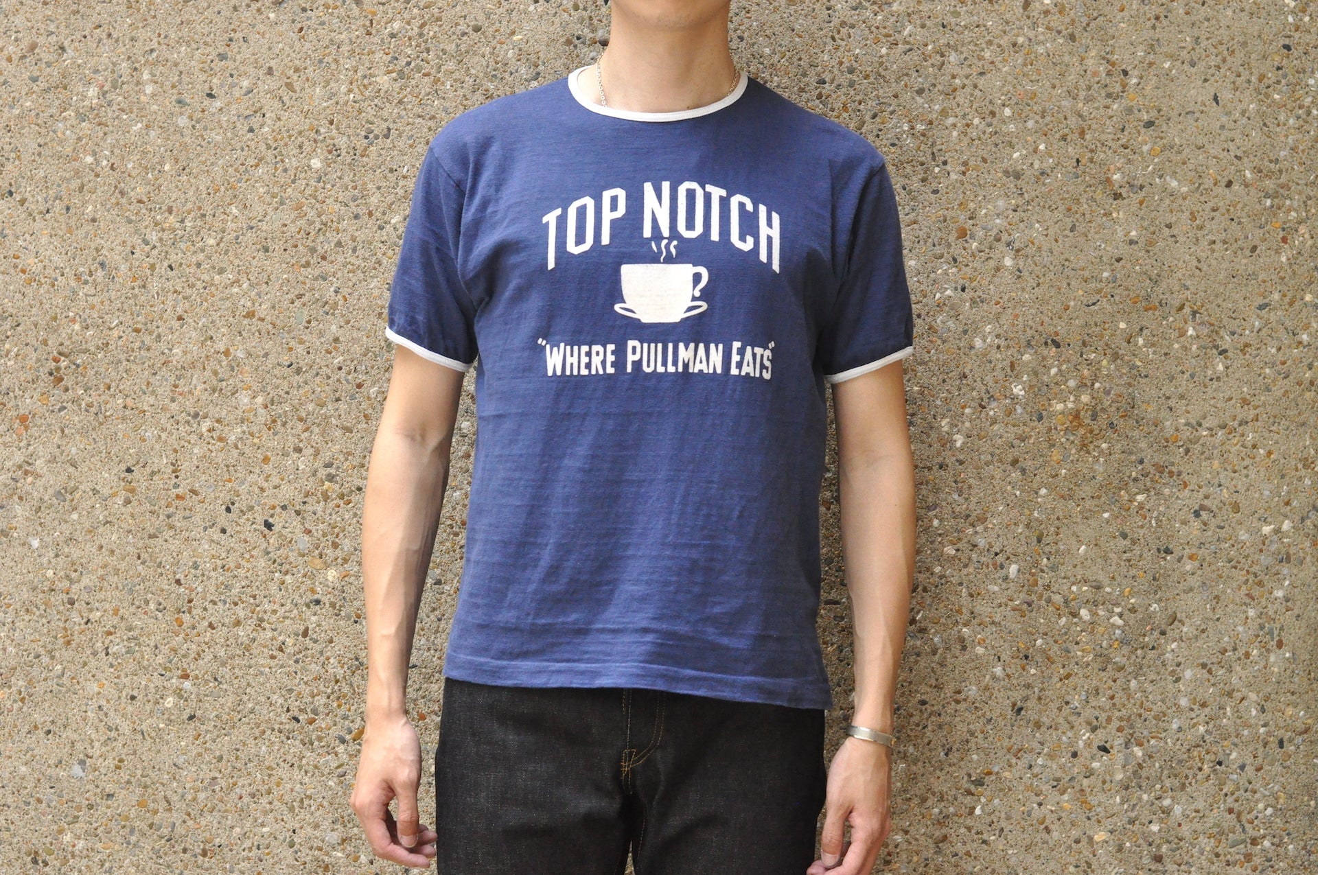 Warehouse "Top Notch" 'Bamboo Textured Ringer Tee (Navy)