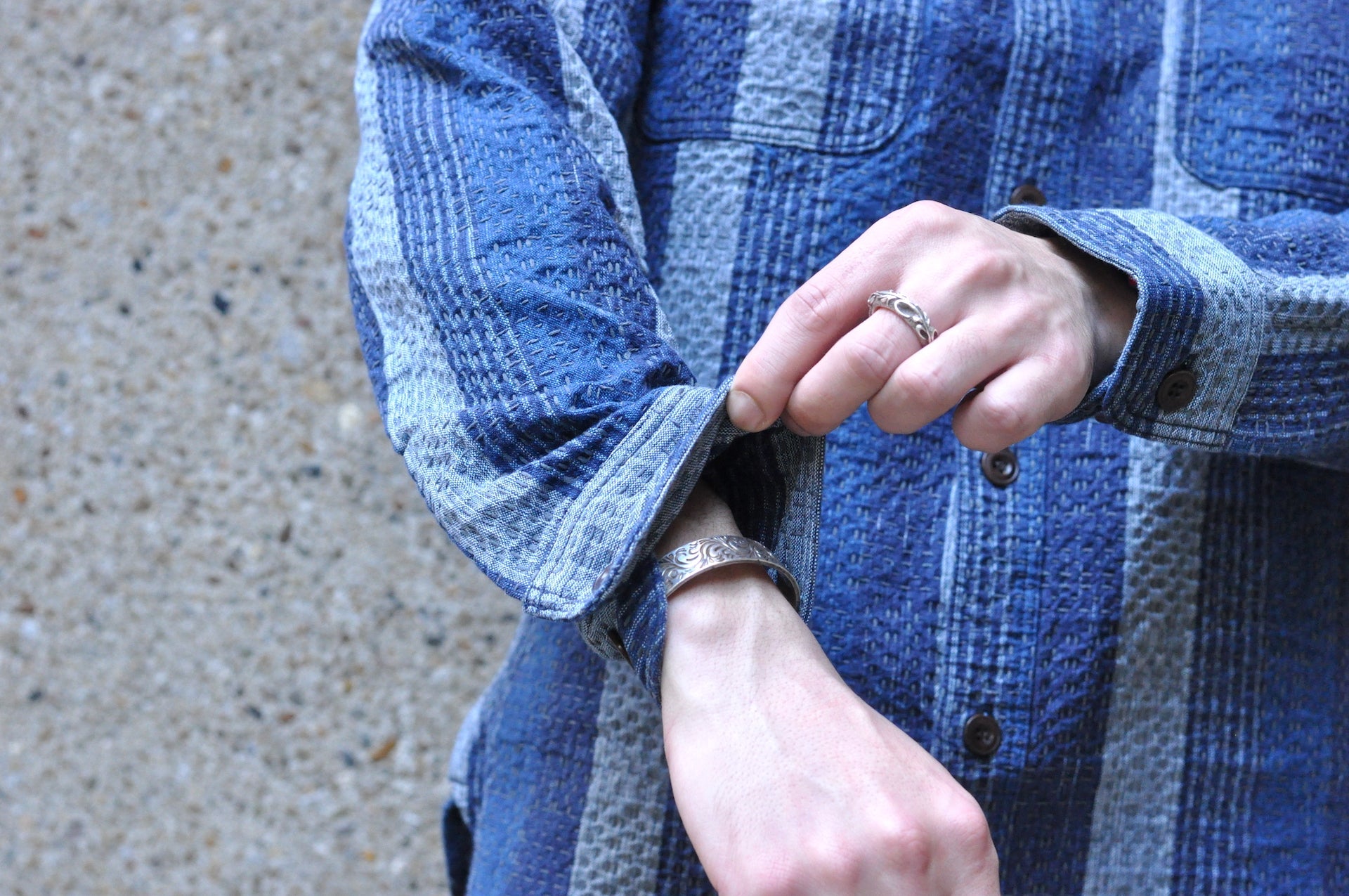 Studio D'Artisan 12oz Indigo 'Kasuri Noragi' Sashiko Workshirt