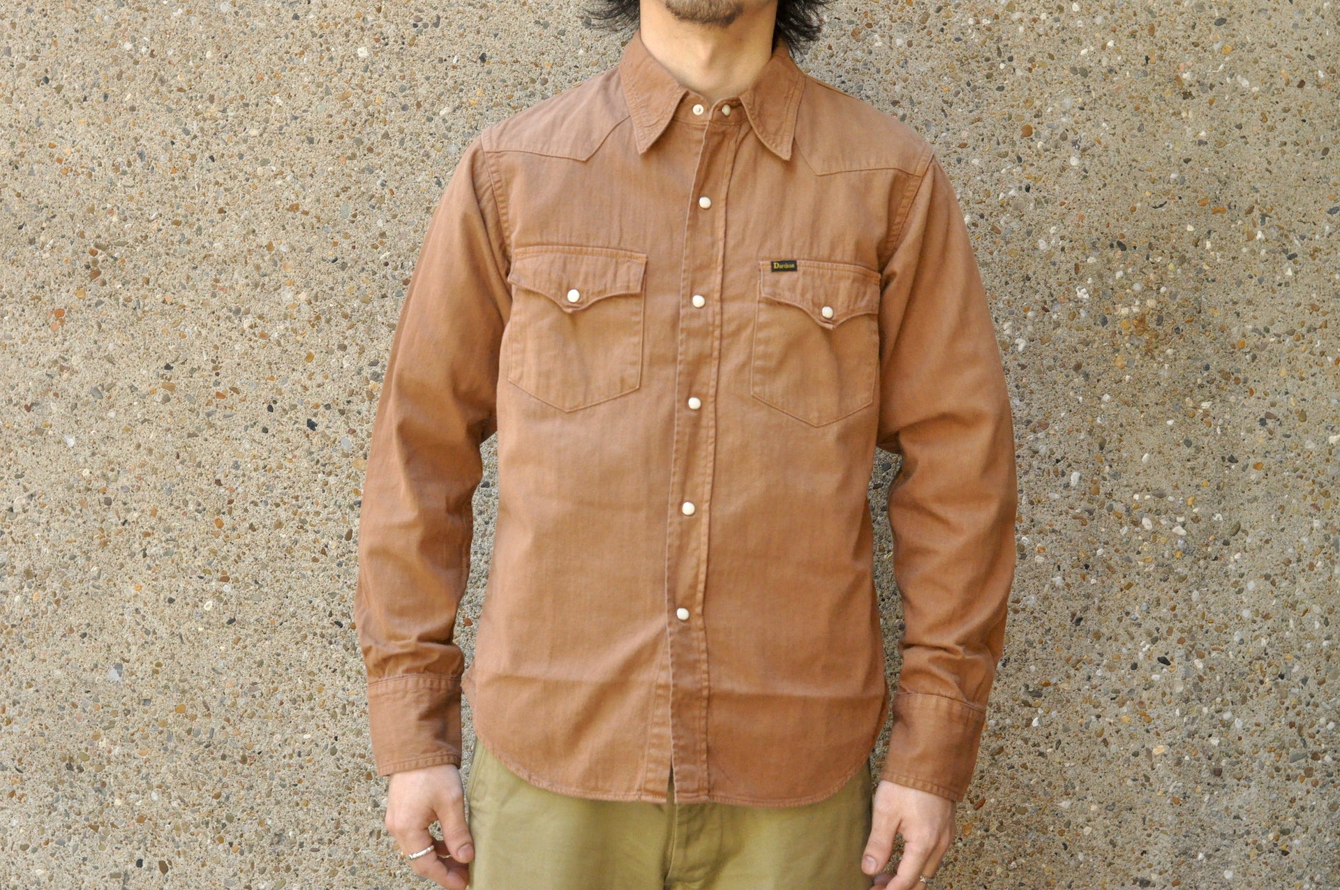 Studio D'Artisan 8oz 'Kusaki Zome' Denim Western Shirt (Khaki)