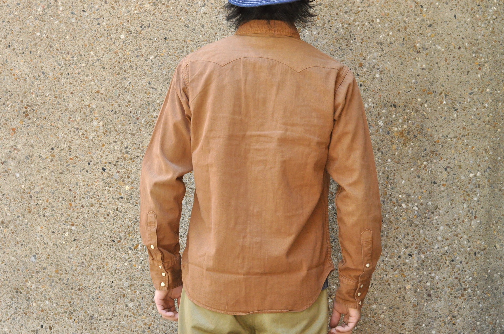 Studio D'Artisan 8oz 'Kusaki Zome' Denim Western Shirt (Khaki)
