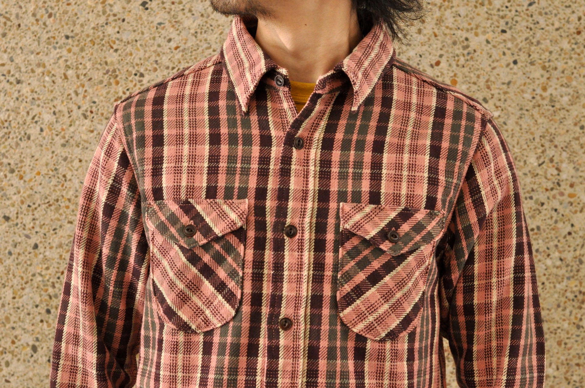 UES 14oz Heavyweight Selvage Flannel Workshirt (Cherry Pink)