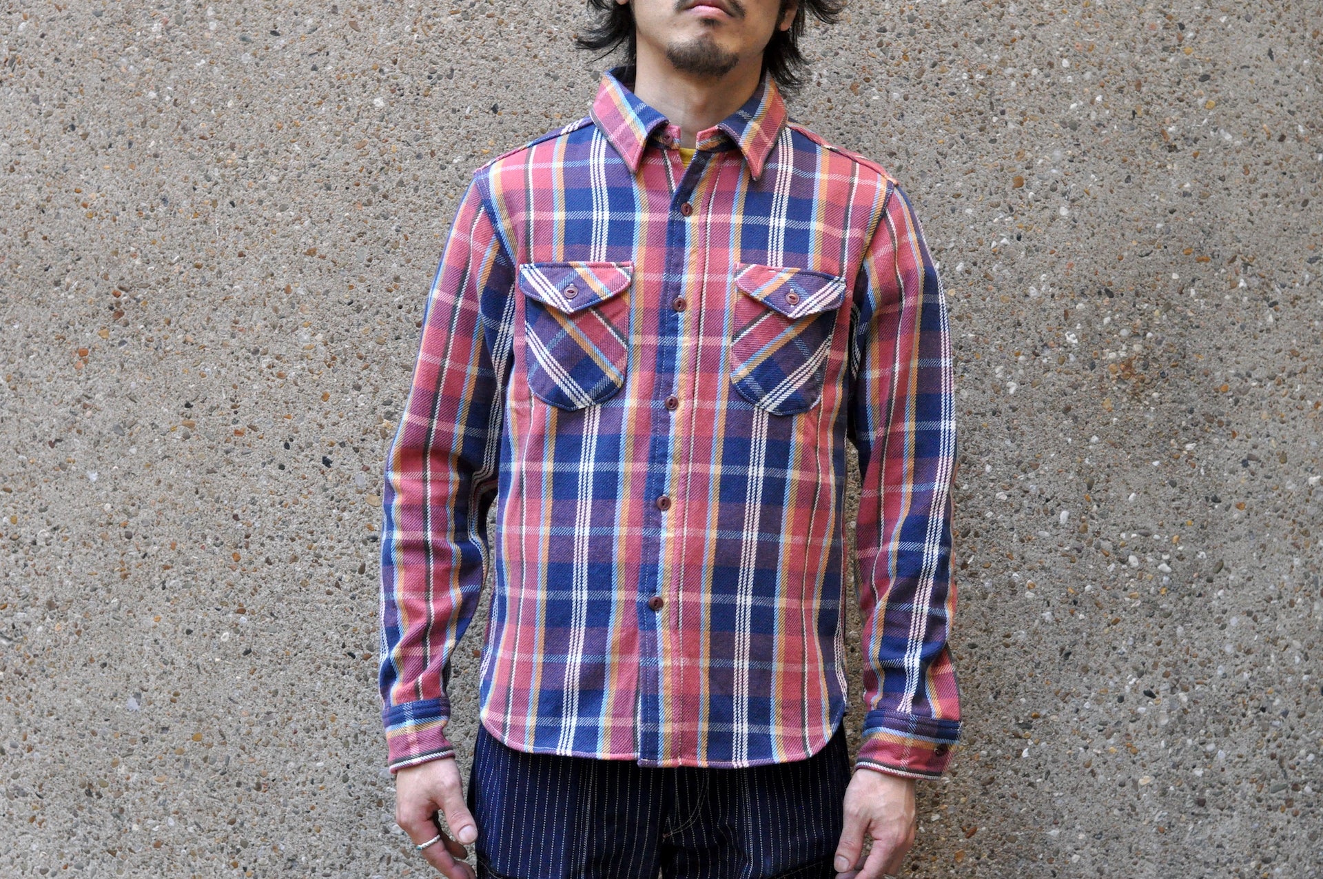 UES 14oz Heavyweight Selvage Flannel Workshirt (Coral Red)